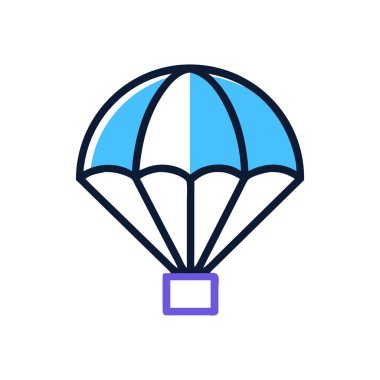 Paraşüt hava balonu ikonu. Beyaz arkaplanda izole edilmiş web için hava balonu vektör simgelerinin ana hatları