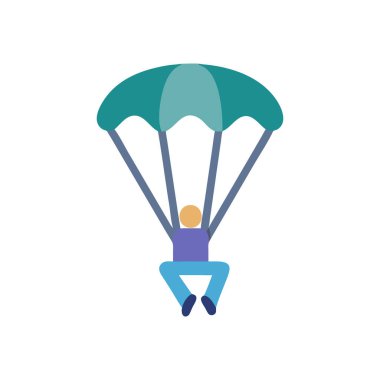 Uçan bir uçakla izole edilmiş bir paraşüt. vektör çizimi tasarımı