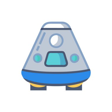 uzay gemisi düz simgesi, vektör, illüstrasyon, uzay gemisi renkli simge