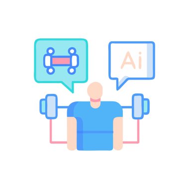 Yapay zeka renk çizgisi simgesi. İnsan vücudunda yapay zeka. Kişisel hizmet için insan. izole vektör ögesi