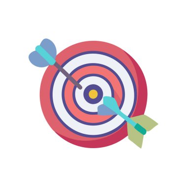 hedef simge, illüstrasyon vektörü düz tasarım