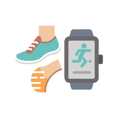 Fitness ve sağlık düz simgeleri seti.