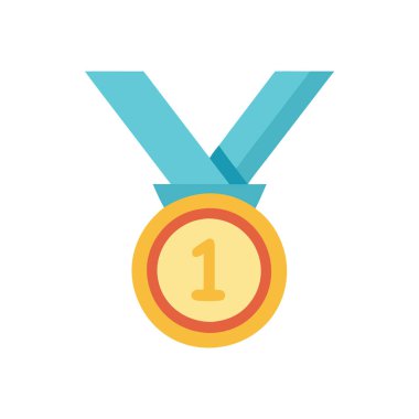 Altın madalya ikonu, düz stil vektör çizimi