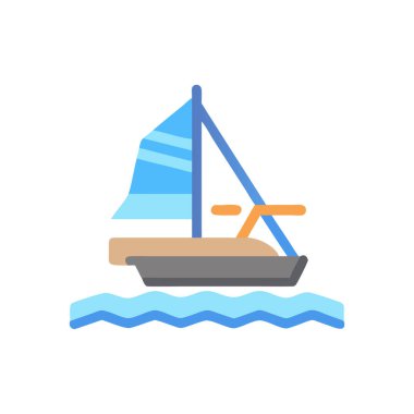 Yelkenli tekne ikon vektör illüstrasyon tasarımı