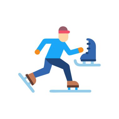 Buz pateni yapan adam vektör çizimi yapıyor.