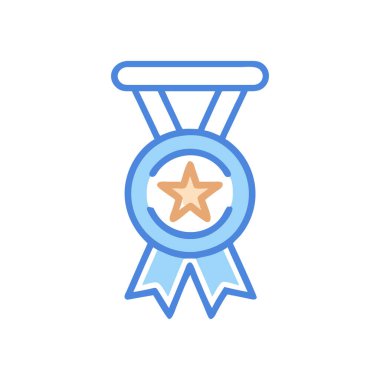 Beyaz arkaplanda yıldız simgesi olan madalya.