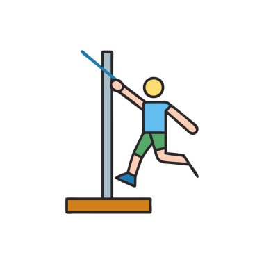 Zıplayan adam simgesi, ince çizgi izole edilmiş illüstrasyon, doğrusal ve web tasarım işareti, beyaz arkaplan üzerinde düz vektör vuruşlu ana konsept sembolü.