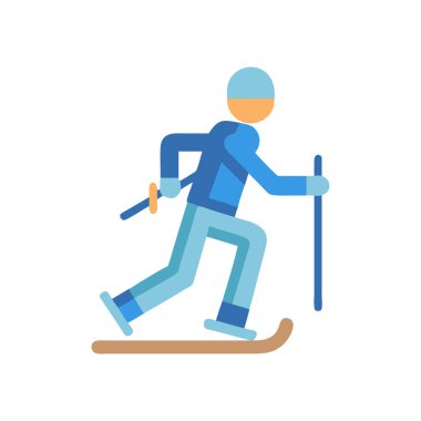 Adam kayak simgesi. Beyaz arka plan üzerinde izole web tasarımı için adam kayak vektör simgesinin İzometrik