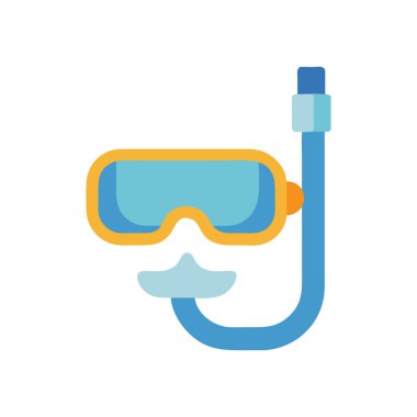 Beyaz arkaplan vektör illüstrasyonunda gözlük ve şnorkel izole