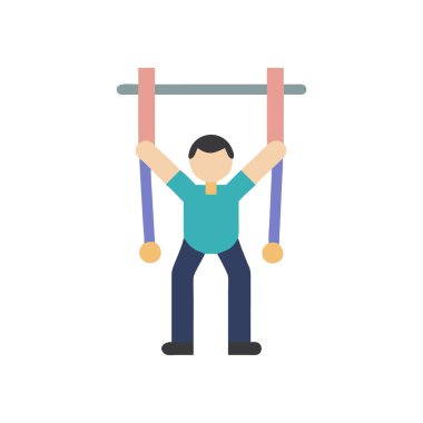 Adam dambılları kaldırıyor düz vektör ikonu tasarımı, spor ve sağlıklı aktivite. resimleme