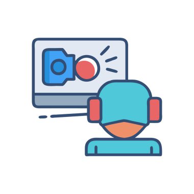 Web ve mobil uygulama tasarımınız için beyaz arkaplanda izole edilmiş kamera simgesi vektörü, film logosu konsepti