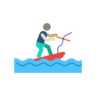 Sörf vektörü düz renk simgesi