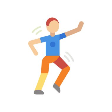 Genç adam beyaz arka planda dans edip dans ediyor. vektör illüstrasyonu.