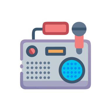 mikrofon ve radyo ikonu. düz tasarım biçimi