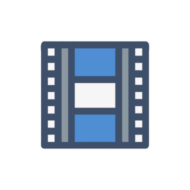 beyaz arkaplanda film şeridi vektör simgesi.