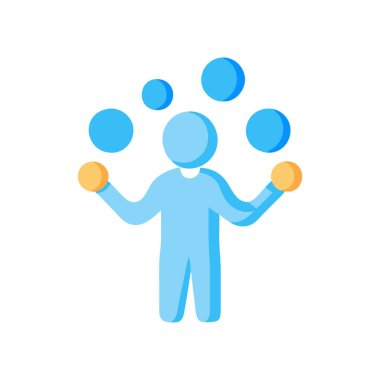 Mavi ve turuncu renkli insan figürü