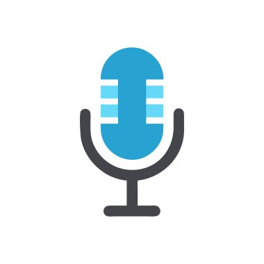 Mikrofon simgesi. Mikrofon vektör simgesi web için düz çizimi