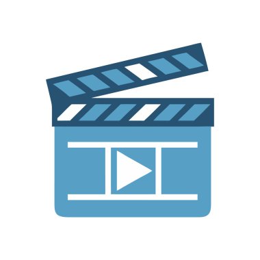 beyaz arkaplanda izole edilmiş video sinema simgesi vektörü, sizin web işaretiniz