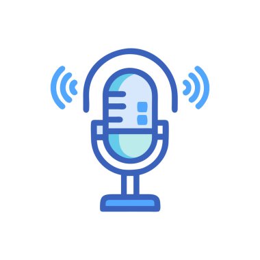 Mikrofon simgesi tasarım, renkli vektör çizim