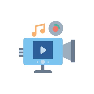 video vektörü düz renk simgesi