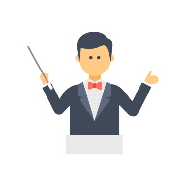 Erkek şarkıcı ikon vektör illüstrasyonunun düz tasarımı