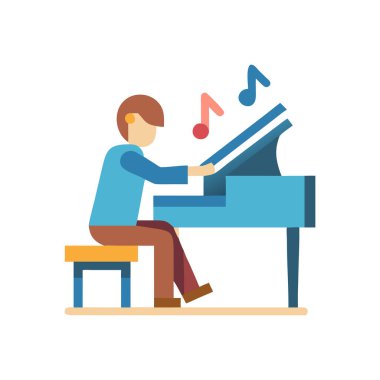 Gitar vektör illüstrasyon tasarımı ile piyano çalan müzisyen