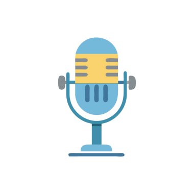 mikrofon düz simgesi, vektör, illüstrasyon