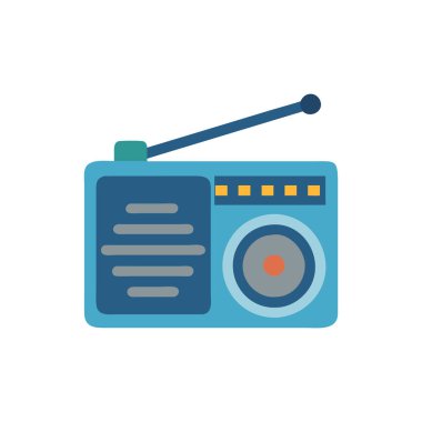 Beyaz arkaplan vektör işaretinde radyo düz simgesi