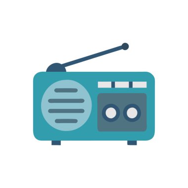 Beyaz arkaplanda radyo vektörü düz simgesi