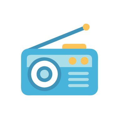 Retro radyo vektör simgesi. radyo düz biçimi.