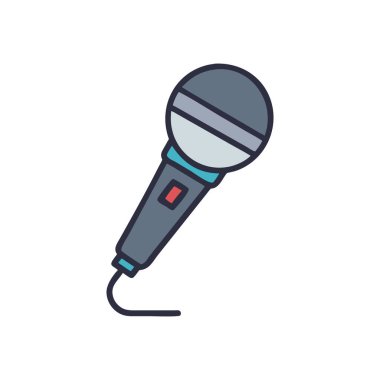 Web ve mobil uygulaması tasarımı, mikrofon logo kavramı için beyaz arka plan üzerinde izole mikrofon simge vektör