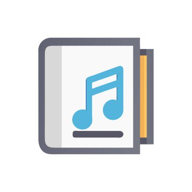 müzik kitabı ve not simgesi vektör illüstrasyonu