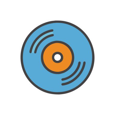 Vinil disk ikonu, düz tasarım. vektör illüstrasyonu