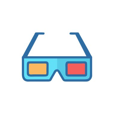 3D gözlük vektör çizimi. izole vektör sembolü ve web simgesi tasarımı.