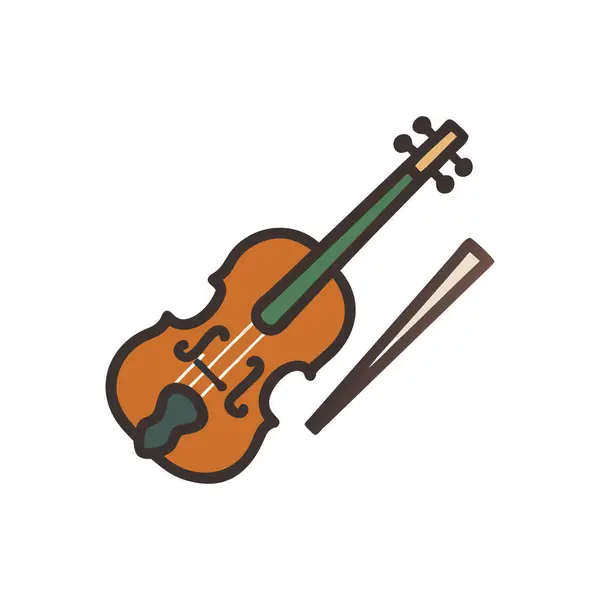 Müzik enstrümanı müzik enstrümanı ve şarkı teması illüstrasyonunun keman enstrümanı düz stil ikonu tasarımı