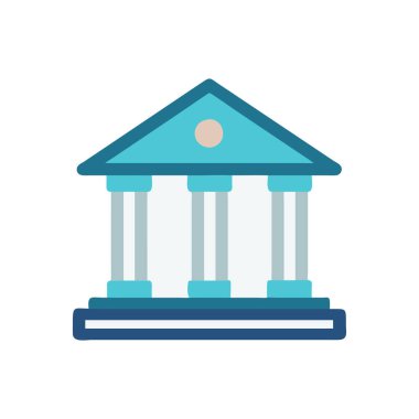 Banka binası simgesi vektör çizimi tasarımı