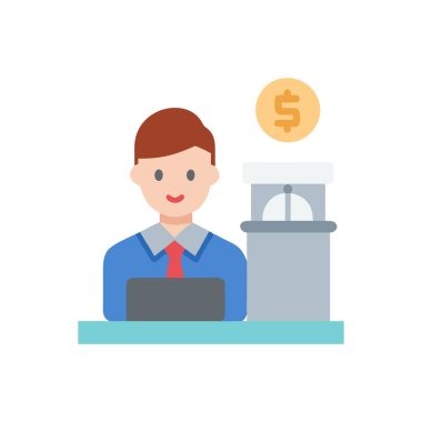 Ofis vektör çiziminde parası olan işadamı