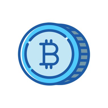 Bitcoin Mavi Vektör Simgesi Tasarımı