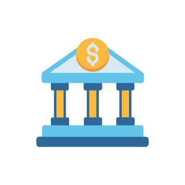 Banka binası simgesi, vektör illüstrasyonu