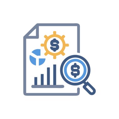 iş analizi renk çizgisi simgesi. beyaz üzerine izole.