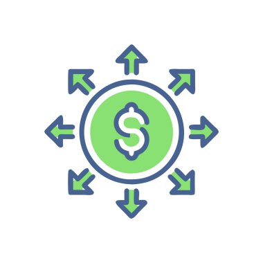 Oklu dolar işareti ve ok vektör simgesi tasarımı