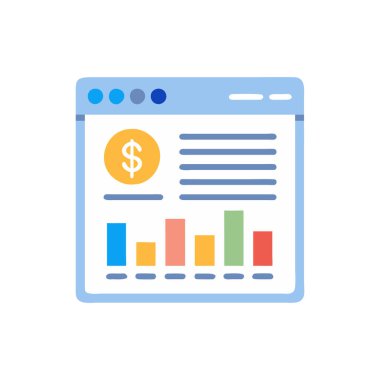 Hesap makinesi ve grafik düz ikon vektör illüstrasyonlu iş raporu