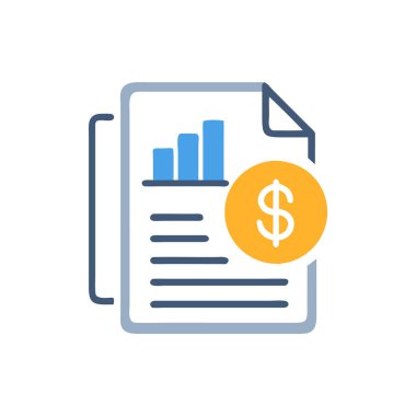 İşletme muhasebe simgesi. Beyaz izole edilmiş arka planda finans vektör illüstrasyonu. para işi konsepti.