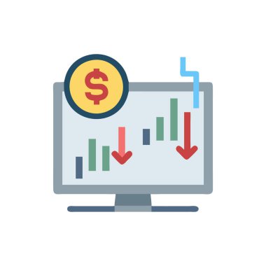 iş ve finans düz renkli simgeler,