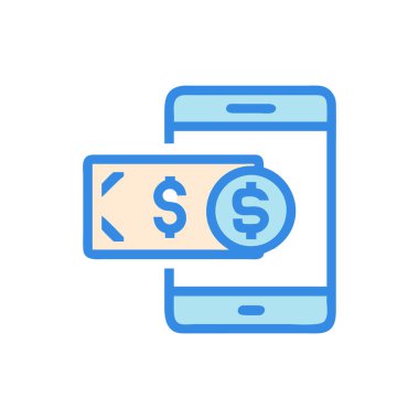 Dolar işareti vektör renk çizgisi simgesi