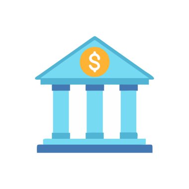 Banka binası simgesi, vektör illüstrasyonu