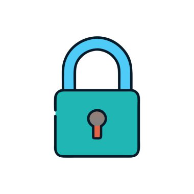 Asma kilit düz çizgi simgesi. izole vektör illüstrasyonu.