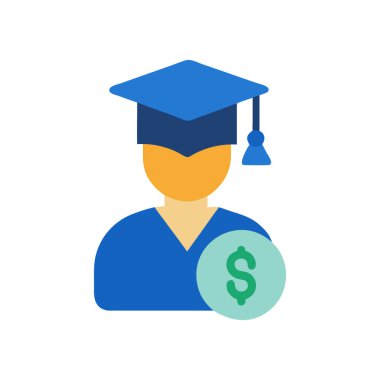 mezun vektör düz renk simgesi