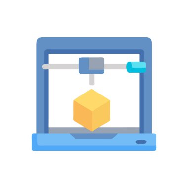 bir küp simgesine sahip bilgisayar, izometrik biçim