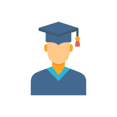 Öğrenci simgesi vektörü, şeffaf ve mobil uygulama tasarımınız için beyaz arkaplanda izole edildi, lisansüstü logo kavramı